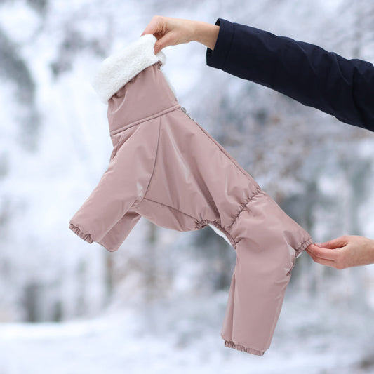 Kombinezon śniegowy dla whippeta z futerkiem